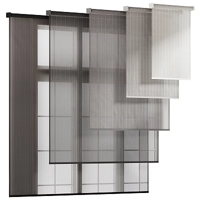 Modern Layered Curtains With Sheer Fabric Vertical Panels And Light Filtering Design 3d model