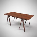 Modern Wooden Dining Table With Unique Leg Design And Natural Wood Grain Surface