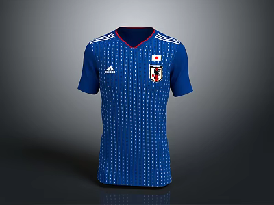 Adidas Blue Japanese National Team Jersey Featuring White Dots And Chest Flag Design 3d model