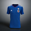 Adidas Blue Japanese National Team Jersey Featuring White Dots And Chest Flag Design