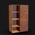 Wooden Wardrobe With Open Shelves And Drawers For Home Storage Design