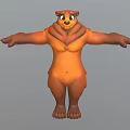Cartoon Brown Bear Game and Movie Character 3D Model With Cheerful Expression Arms Outstretched
