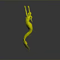 Red Mermaid Character Creature With Raised Arms And Flowing Tail In Dynamic Pose