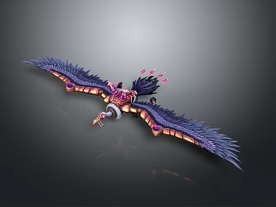 Game Movie Character Flying Creature Featuring Purple Wings Pink Accents And Unique Design 3d model