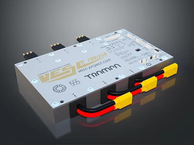 High Quality Computer Circuit Board With VESC Tattu 100A And Red Yellow Cables 3d model