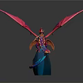 Ornate Fantasy Character Riding Pink Purple Dragon With Large Wings On Blue Base