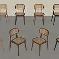 Modern Dining Chairs With Woven Backrests And Wooden Legs In Various Colors