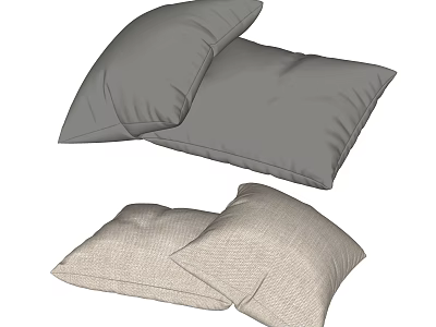 Soft Gray and Beige Textured Fabric Pillows Set of Two for Living Room Decor 3d model