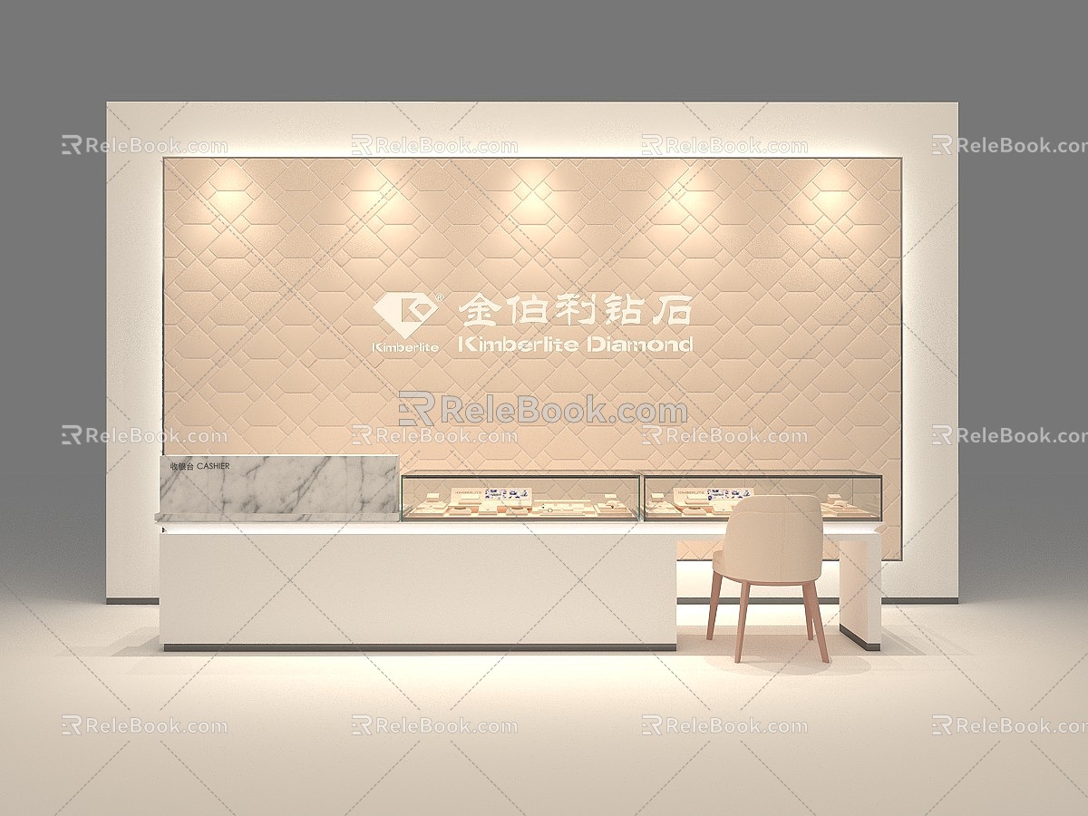 Minimalist style jewelry store image background jewelry cabinet diamond shape background Kimberley diamond model