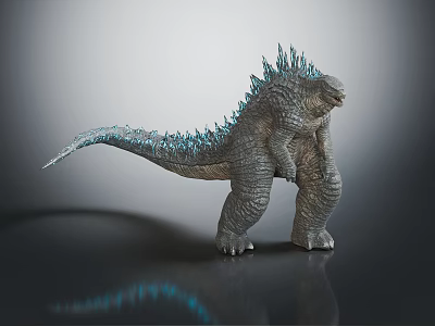 Godzilla Giant Monster 3D Model With Blue Spines In Standing Pose And Detailed Texture 3d model