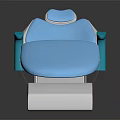 Comfortable Blue Dental Chair With Adjustable Backrest Armrests And White Base