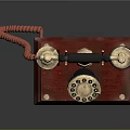 Vintage Telephone With Red Wooden Base Gold Accents And Eagle Carving