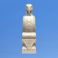 Traditional Architectural Component With Elephant Sculpture Circular Drum And Carved Base Patterns
