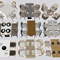 Dining Table Set Collection Featuring Wooden White Tables And Matching Dining Chairs 3d model