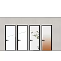 Hinged Doors With Various Glass Designs And Black Frames For Modern Interior Space 3d model