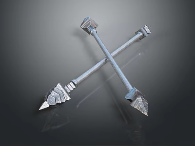 Decorative Metal Crossed Arrows as Weapon with Intricate Design Details 3d model