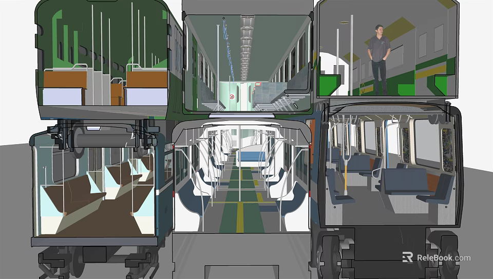 Modern High-Speed Train Interior With Comfortable Seats Spacious Aisle And Passenger Area 3d model 
