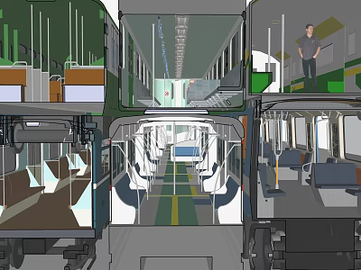 Modern High-Speed Train Interior With Comfortable Seats Spacious Aisle And Passenger Area 3d model