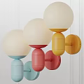 Light Blue Modern Wall Lamp With White Spherical Shade Mounted On White Wall 3d model