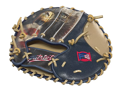 Professional Baseball Mitt With American Flag Design Genuine Leather And USA Logo 3d model