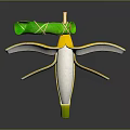 Cartoon Peeled Banana Dancing Character With Green Leaf Hat Decoration On Gray Background