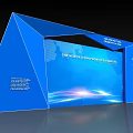 Blue Geometric Exhibition Backdrop With Modern Design And Illuminated Effects 3d model