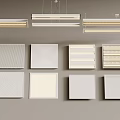 Various Ceiling Tiles Designs With Linear Lighting Fixtures 3d model