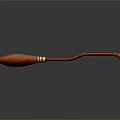 Red Decorative Broom With Curved Handle Golden Rings And Bristle Head