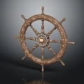 Vintage Wooden Ship Wheel As Key Component Of Traditional Water Transport Vessels