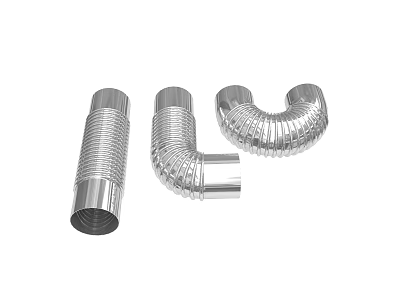 Metal Corrugated Pipes For Ventilation With Straight Elbow And U Shaped Design 3d model