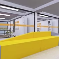 Modern Building Materials Center Exterior With Colorful Geometric Decorations And Glass Windows