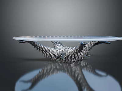 Artistic Modern Coffee Table With Intricate Sculpted Base And Smooth Glass Top Surface 3d model