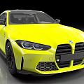 Yellow BMW Sporty Coupe with Aggressive Front Grille and Black Alloy Wheels Sleek Body Design