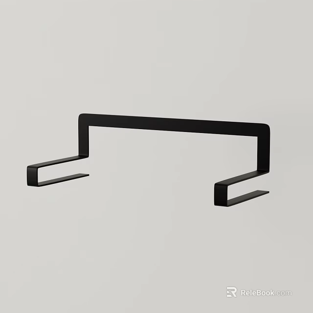 Black Metal Hardware Tool Hook Rack With Two Arms For Hanging Storage 3d model 