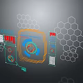 Modern Digital Tech Interface Featuring Hexagonal Patterns And Data Visualization Elements