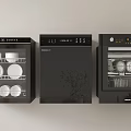 Modern Kitchen Appliances Three Black Dishwashers Arranged Side by Side