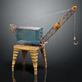 Industrial Crane Model Featuring Blue Control Room And Yellow Boom Legs