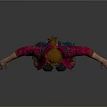 3D Female Character With Red Hair Red Jacket Blue Pants Red Boots And Gray Background