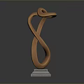 Artistic Copper Spiral Sculpture on White Square Base with Modern Design