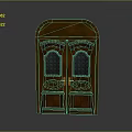 Elegant Wooden Double Doors With Arched Top Intricate Carvings And Glass Panels