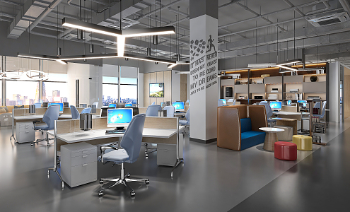 modern public office area open office area 3d model