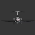 Silver Passenger Airplane Model With Red Accents On Black Reflective Background 3d model