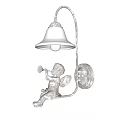 White Vintage Wall Lamp With Bell Shaped Shade And Cherub Decoration