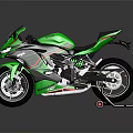 Green Sport Motorcycle With Sleek Design Black Red Accents And Modern Styling