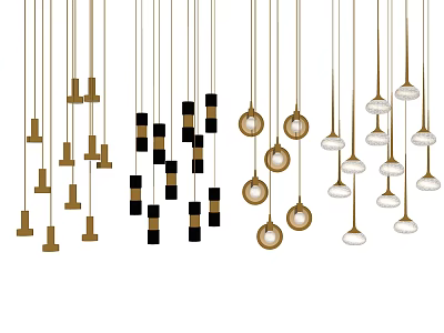 Modern Pendant Lights Featuring Gold Black and White Designs for Interior Spaces 3d model