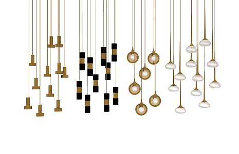 Light Luxury Chandelier Combination 3d model