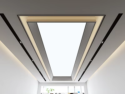 Modern Ceiling Design With Recessed Lighting LED Light Strips And Clean White Lines 3d model
