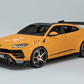Yellow Modified Lamborghini Urus With Rear Wing And Alloy Wheels 3d model
