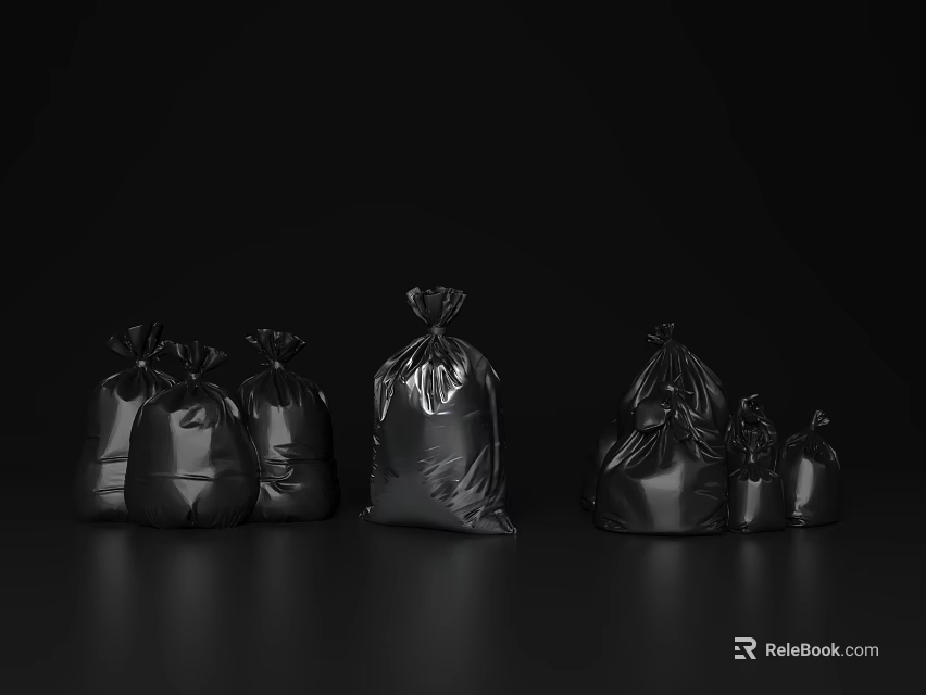 Practical Black Trash Bags In Different Sizes For Household Daily Use 3d model 