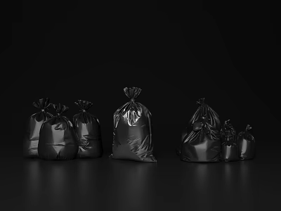 Practical Black Trash Bags In Different Sizes For Household Daily Use 3d model